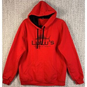 District Lulu's Hoodie Sweatshirt Large Red Gulf Shores Destin FL Marlin Fishing